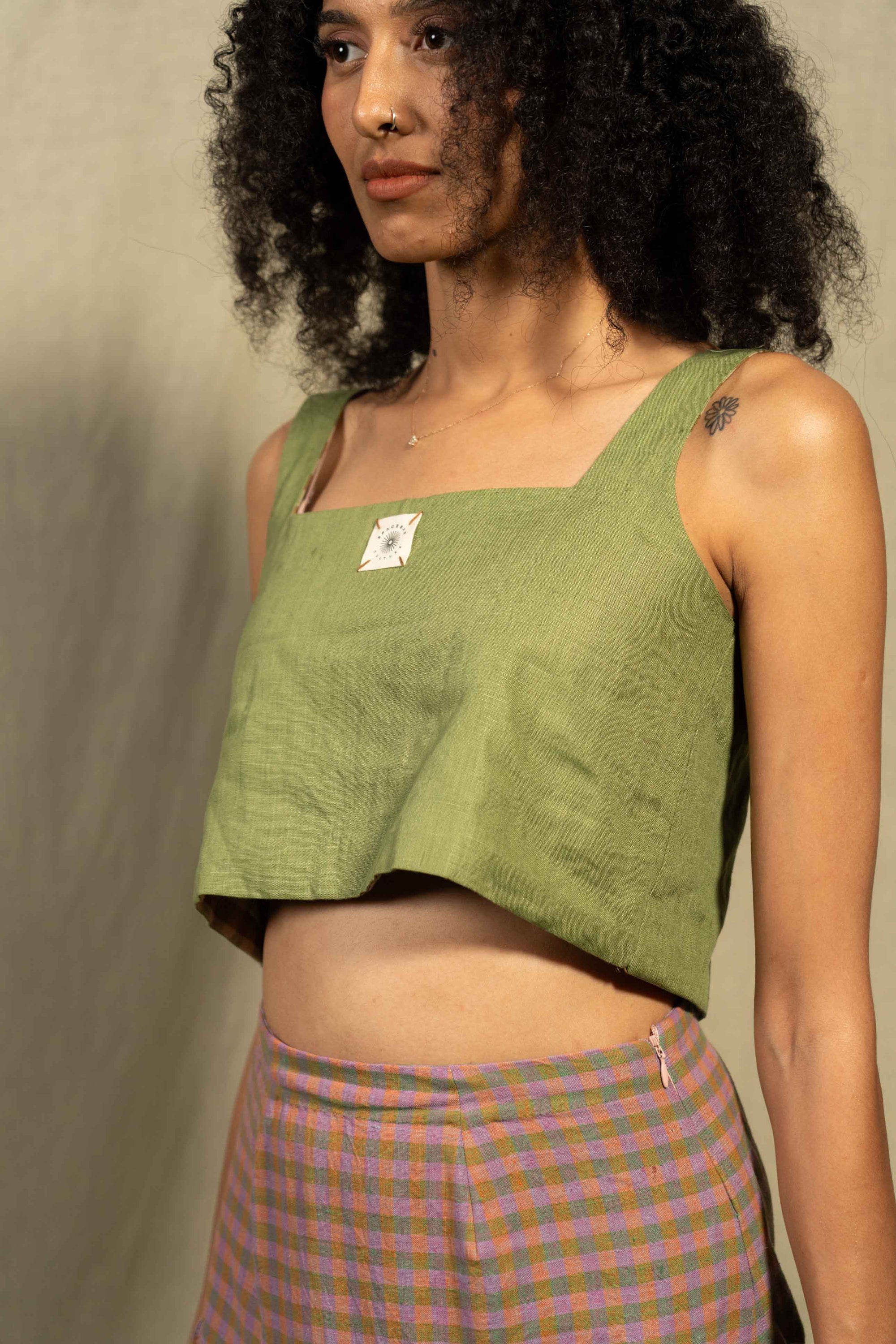 Checkered Crop Top Reversible