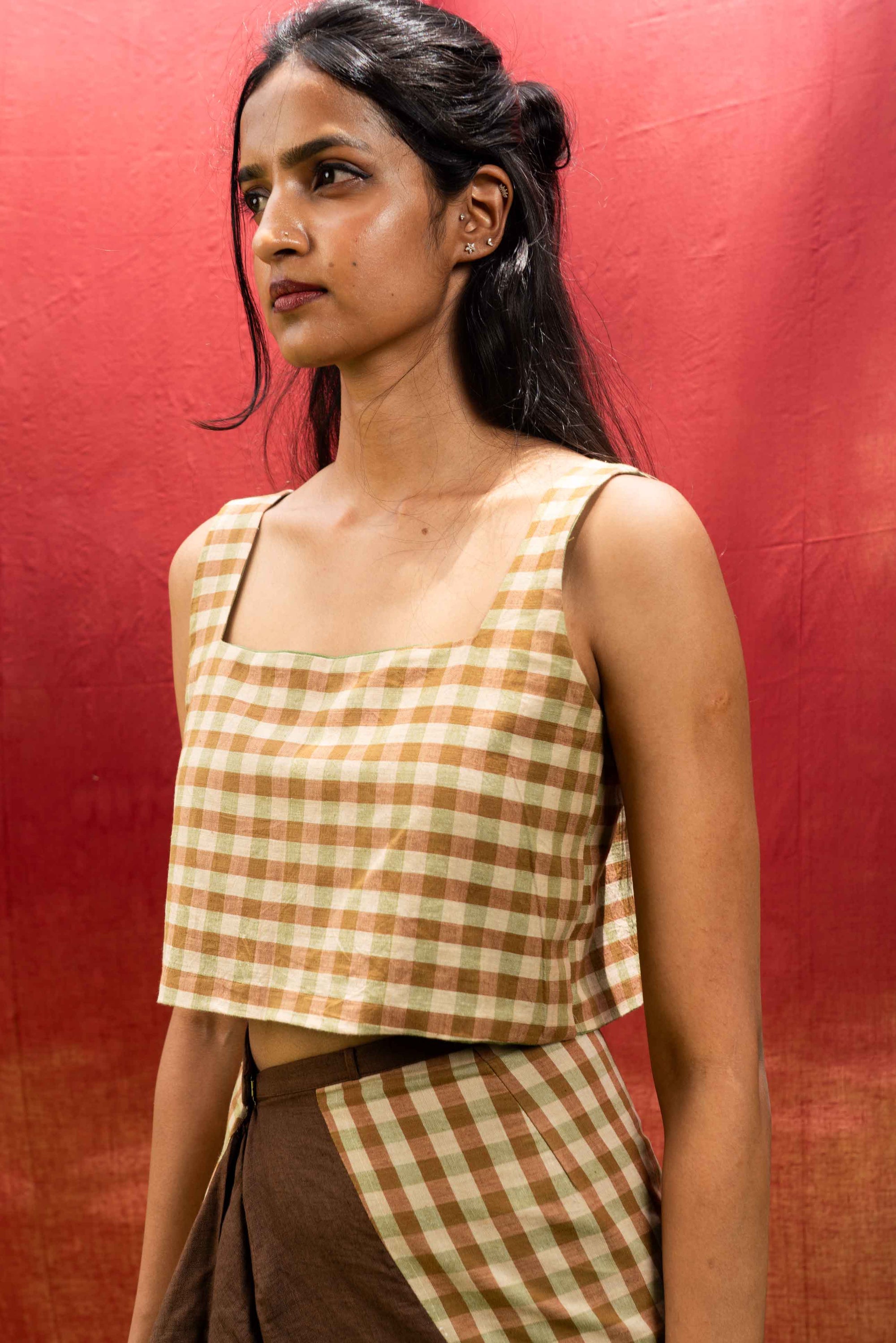 Checkered Crop Top Reversible